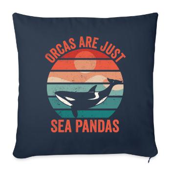 Drôle d’orque de mer Panda Rétro - Housse de coussin décorative 45 x 45 cm - bleu marine - Devant