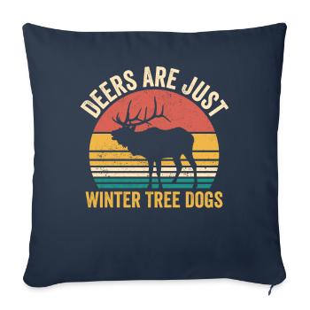 Funny deer are just winter tree dogs retro - Sofa pillowcase 17,3'' x 17,3'' (45 x 45 cm) - navy - Front