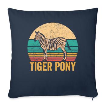 Funny Zebra Tiger Pony Retro - Sofa pillowcase 17,3'' x 17,3'' (45 x 45 cm) - navy - Front
