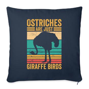 Drôles d’autruches ne sont que des girafes oiseaux rétro - Housse de coussin décorative 45 x 45 cm - bleu marine - Devant