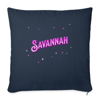 Nom Savannah personnalisé - Housse de coussin décorative 45 x 45 cm - bleu marine - Devant