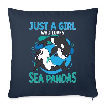 Funny Orca Whale Sea Panda - Sofa pillowcase 17,3'' x 17,3'' (45 x 45 cm) - navy - Front