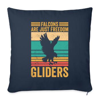 Les faucons drôles ne sont que des planeurs de liberté rétro - Housse de coussin décorative 45 x 45 cm - bleu marine - Devant
