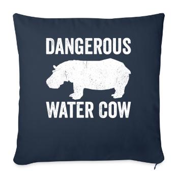 Drôle Hippopotame Hippopotame Vache d’eau dangereuse - Housse de coussin décorative 45 x 45 cm - bleu marine - Devant