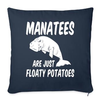 Funny manatees are simply swimming potato - Sofa pillowcase 17,3'' x 17,3'' (45 x 45 cm) - navy - Front