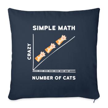 Chats chatons mathématiques simples - Housse de coussin décorative 45 x 45 cm - bleu marine - Devant