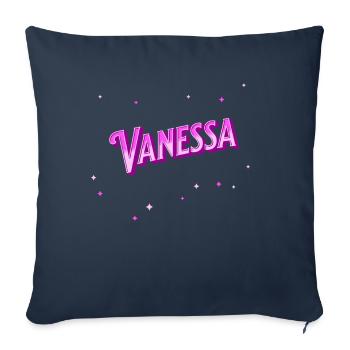 Nom Vanessa personnalisé - Housse de coussin décorative 45 x 45 cm - bleu marine - Devant