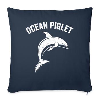 Drôle de porcelet océanique de dauphin - Housse de coussin décorative 45 x 45 cm - bleu marine - Devant