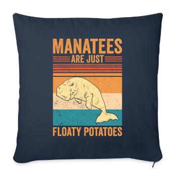 Funny manatees are simply swimming potato - Sofa pillowcase 17,3'' x 17,3'' (45 x 45 cm) - navy - Front