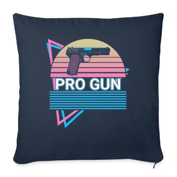 Pro Gun Rétro - Housse de coussin décorative 45 x 45 cm - bleu marine - Devant