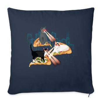 Laser Cats Pizza Kitties Cat Space - Sofa pillowcase 17,3'' x 17,3'' (45 x 45 cm) - navy - Front