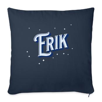 Nom Erik personnalisé - Housse de coussin décorative 45 x 45 cm - bleu marine - Devant
