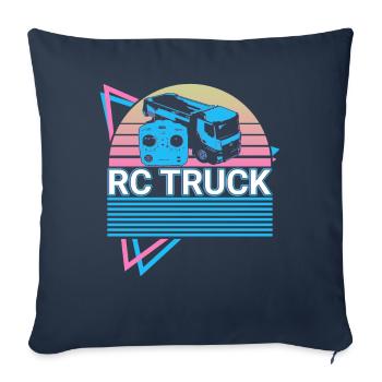 Camion Rc Rétro - Housse de coussin décorative 45 x 45 cm - bleu marine - Devant