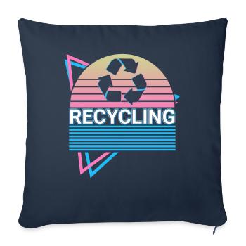 Recycling Recyceln Retro - Sofakissenbezug 45 x 45 cm - Navy - Vorne