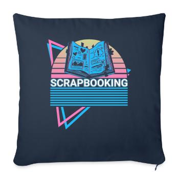 Scrapbooking Glue Book Rétro - Housse de coussin décorative 45 x 45 cm - bleu marine - Devant