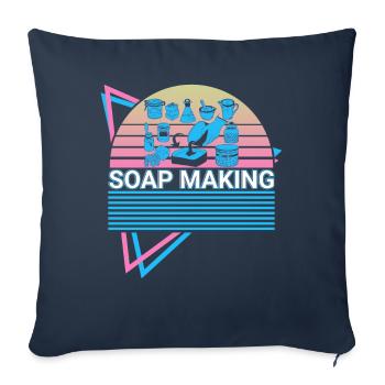 Production de savon Fabricant de savon Retro - Housse de coussin décorative 45 x 45 cm - bleu marine - Devant