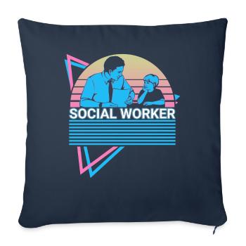 Rétro des travailleurs sociaux - Housse de coussin décorative 45 x 45 cm - bleu marine - Devant