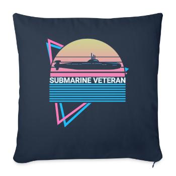 Sous-marin Vétéran Rétro - Housse de coussin décorative 45 x 45 cm - bleu marine - Devant