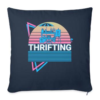 Thrifting Thrifter Rétro - Housse de coussin décorative 45 x 45 cm - bleu marine - Devant