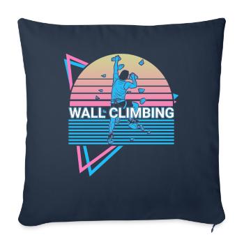 Escalade murale Wall climber rétro - Housse de coussin décorative 45 x 45 cm - bleu marine - Devant