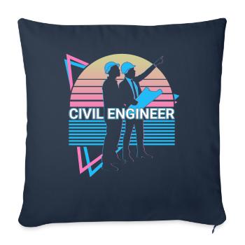 Ingénieur civil Génie civil Rétro - Housse de coussin décorative 45 x 45 cm - bleu marine - Devant