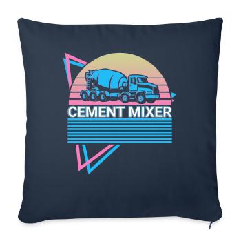 Bétonière mélange de ciment rétro - Housse de coussin décorative 45 x 45 cm - bleu marine - Devant
