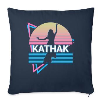 Kathak Indian Dance Rétro - Housse de coussin décorative 45 x 45 cm - bleu marine - Devant