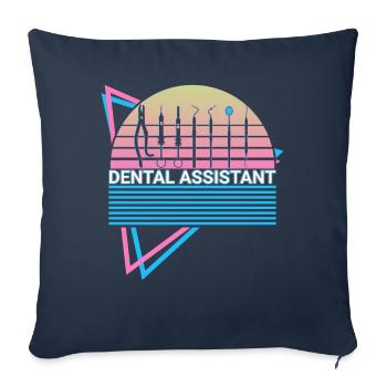 Assistante dentaire rétro - Housse de coussin décorative 45 x 45 cm - bleu marine - Devant