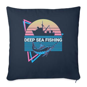 Pêche en haute mer Fisher Retro - Housse de coussin décorative 45 x 45 cm - bleu marine - Devant