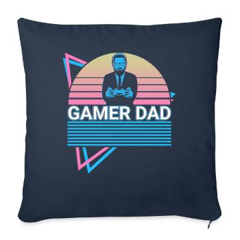 Gamer Papa Rétro - Housse de coussin décorative 45 x 45 cm - bleu marine - Devant