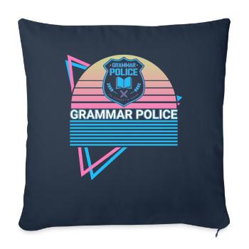 Grammaire Police Rétro - Housse de coussin décorative 45 x 45 cm - bleu marine - Devant