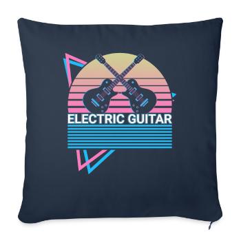 Guitare Electrique Guitariste Rétro - Housse de coussin décorative 45 x 45 cm - bleu marine - Devant