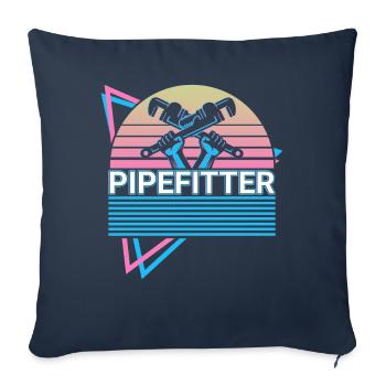 Tuyauterie Installateur de pipeline rétro - Housse de coussin décorative 45 x 45 cm - bleu marine - Devant