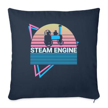 Steam locomotive Retro - Sofa pillowcase 17,3'' x 17,3'' (45 x 45 cm) - navy - Front