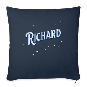 Richard nom personnalisé - Housse de coussin décorative 45 x 45 cm - bleu marine - Devant