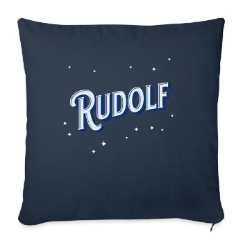 Nom Rudolf personnalisé - Housse de coussin décorative 45 x 45 cm - bleu marine - Devant