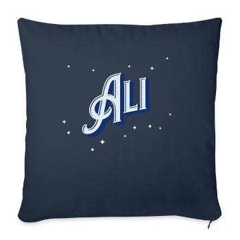 Ali nom personnalisé - Housse de coussin décorative 45 x 45 cm - bleu marine - Devant