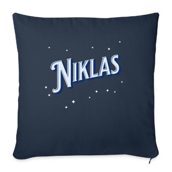 Niklas' name personalized - Sofa pillowcase 17,3'' x 17,3'' (45 x 45 cm) - navy - Front