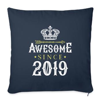 2019 awesome since - Sofa pillowcase 17,3'' x 17,3'' (45 x 45 cm) - navy - Front
