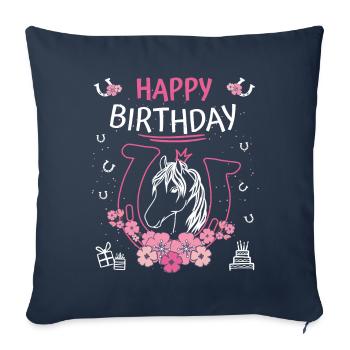 Horses Birthday - Girls Ride Horseshoes - Sofa pillowcase 17,3'' x 17,3'' (45 x 45 cm) - navy - Front