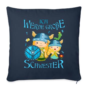 Ich werde große Schwester mit süßen Schildmaiden - Sofakissenbezug 45 x 45 cm - Navy - Vorne