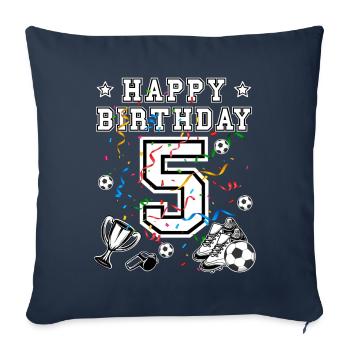Fußball Geburtstag 5 Jahre Fußballtrikot Fußball - Sofakissenbezug 45 x 45 cm - Navy - Vorne