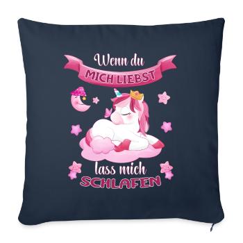 Chemise de sommeil officielle Licorne si tu me - Housse de coussin décorative 45 x 45 cm - bleu marine - Devant