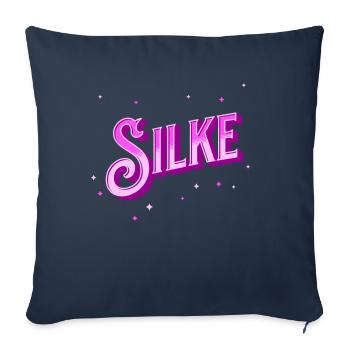 Nom Silke personnalisé - Housse de coussin décorative 45 x 45 cm - bleu marine - Devant