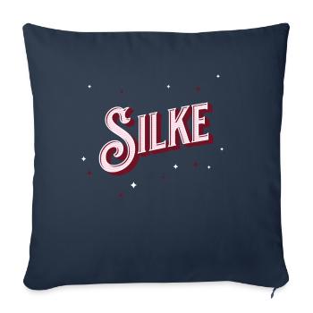Nom Silke personnalisé - Housse de coussin décorative 45 x 45 cm - bleu marine - Devant