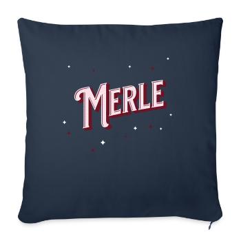 Nom Merle personnalisé - Housse de coussin décorative 45 x 45 cm - bleu marine - Devant