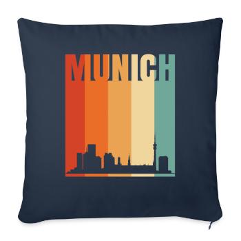Ligne d’horizon de Munich - Housse de coussin décorative 45 x 45 cm - bleu marine - Devant
