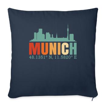 Ligne d’horizon de Munich - Housse de coussin décorative 45 x 45 cm - bleu marine - Devant