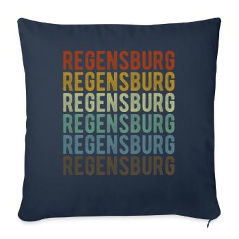 Regensburg City Retro Vintage - Housse de coussin décorative 45 x 45 cm - bleu marine - Devant