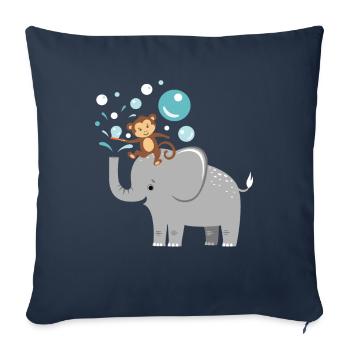 Soap bubbles elephant monkey children - Sofa pillowcase 17,3'' x 17,3'' (45 x 45 cm) - navy - Front